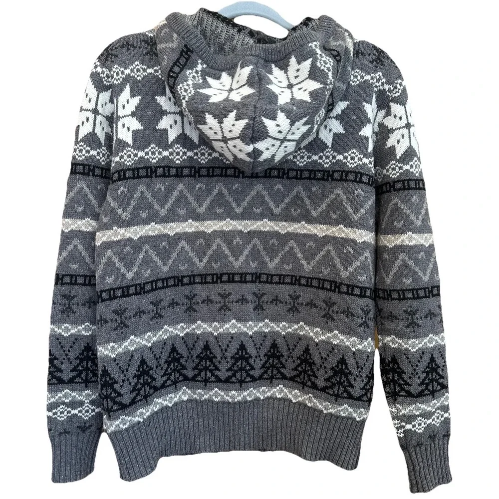 AMERICAN‎ EAGLE Softest Sweater Hoodie Men's XS Gray Nordic Snowflake Fair Isle